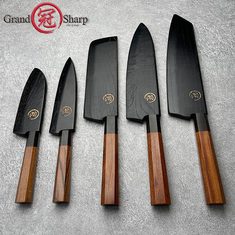 Professional Japanese Chef Knives Set 3 Layers AUS-10 Steel Meat Cleaver Salmon Fish Filleting Santoku Knife Gift GRANDSHARP