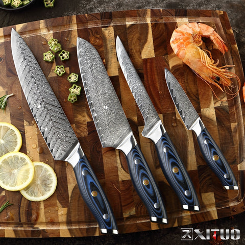 XITUO Damascus kitchen Knives 67 layer Japan VG10 steel Utility fruit Knife  Sharp Santoku Cooking chef knife Black G10 handle