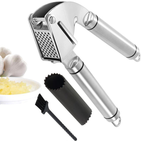 Durable Stainless Steel Garlic Press Crusher Squeezer Masher Home Kitchen Mincer Tool Silver