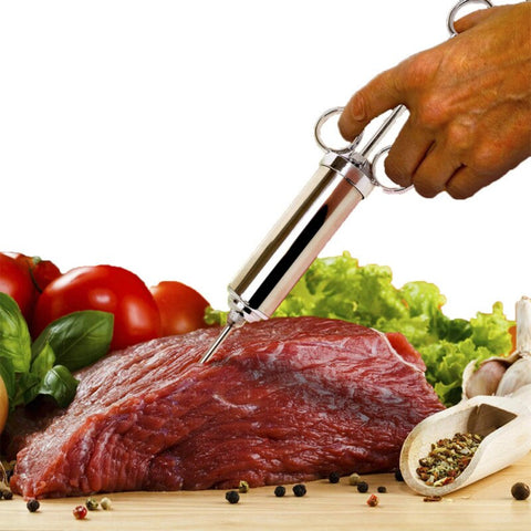 Grill 2-oz Marinade Seasoning Injector Turkey Meat Injectors Stainless Steel Cooking Syringe Injection with 3 Needles