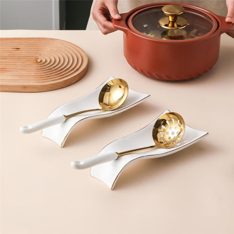 Kitchen Ceramic Soup Ladle Spoon Spatula Rack