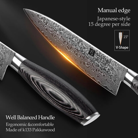 XINZUO 5 PCS Kitchen Knives Set VG10 Damascus Stainless Steel