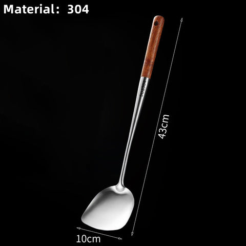 304 Stainless Steel Cooking Spatula Rosewood Long Handle Kitchenware Set Anti-Scald Cooking Spatula Spoon