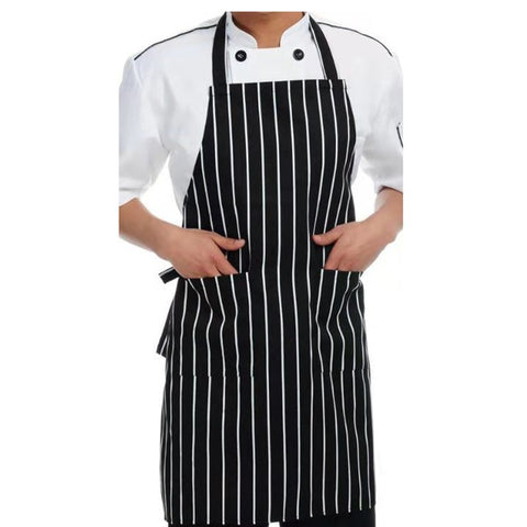 Summer Chef Overalls Men's Fattening Overalls Catering Manicure Apron Black And White Strips