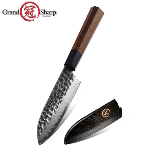  GRAND SHARP 5 inch Japanese Santoku Chef Knife, AUS10