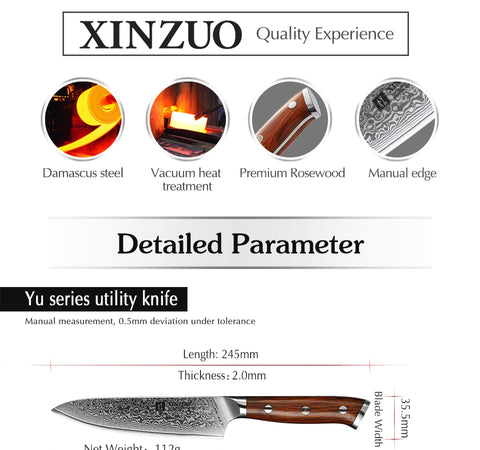 XINZUO 1/4PC Kitchen Knife Sets vg10 Core Damascus Steel Chef Santoku Utility Cleaver Knives Stainless Steel Slicing Meat Cutlery