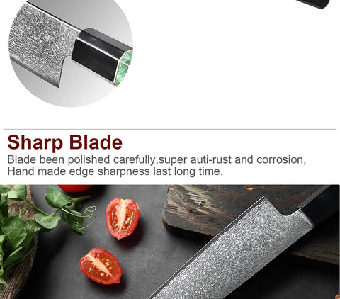 XITUO Damascus Stainless Steel Kitchen Knives Set High Quality Chef Knife Cleaver Paring Knife Stable wood&resin&horn Handle